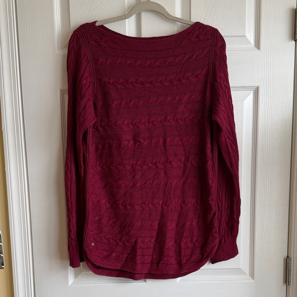 Lauren Ralph Lauren Burgundy Cable Knit Sweater